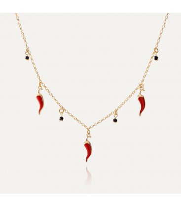 Chili peppers necklace, sterling silver 925