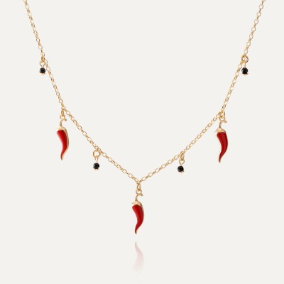 Chili peppers necklace, sterling silver 925