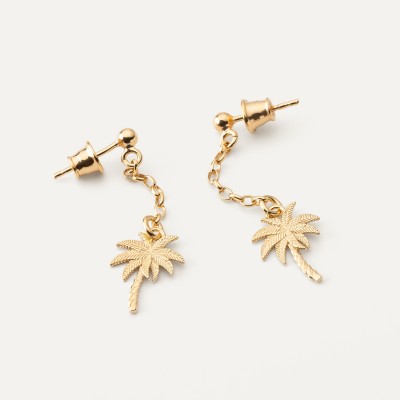 Palm tree chain earrings, sterling silver 925