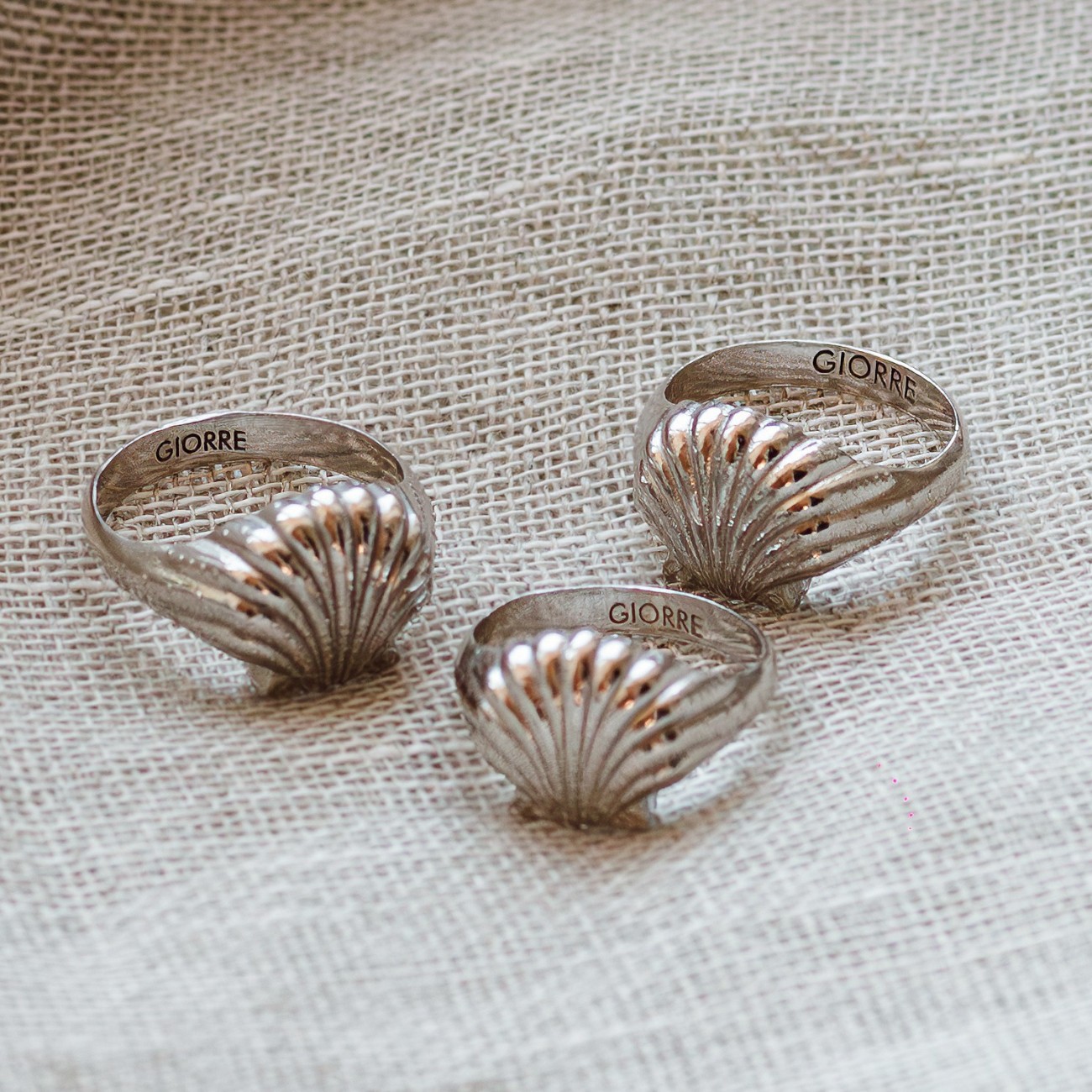 Seashell signet ring, 925 silver