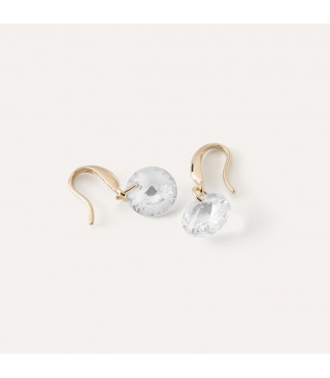 Round zirconia drop earrings, sterling silver 925