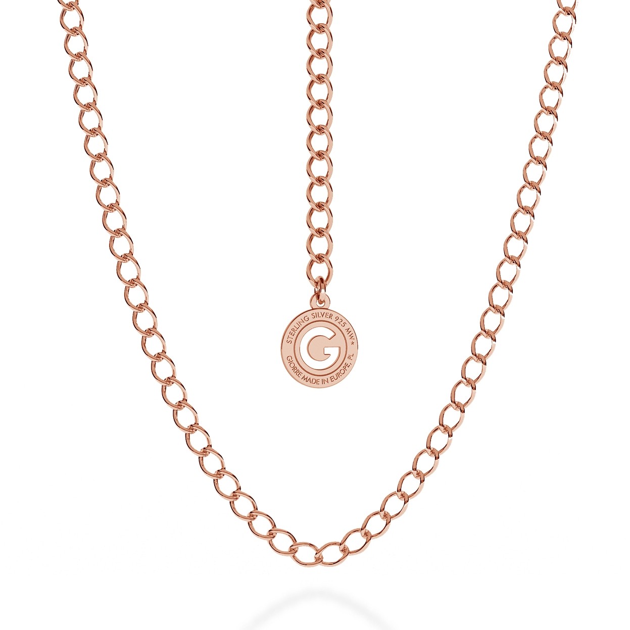 SILVER NECKLACE ROMBO 55 CM, GOLD PLATED (PINK GOLD)