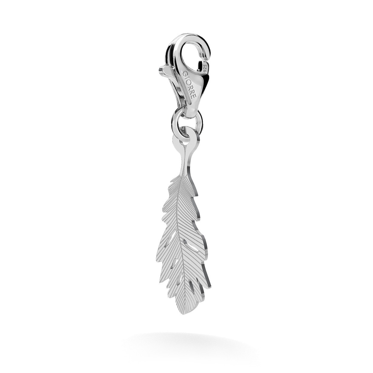 CHARM 30, FEATHER, SILVER 925,  RHODIUM OR GOLD PLATED