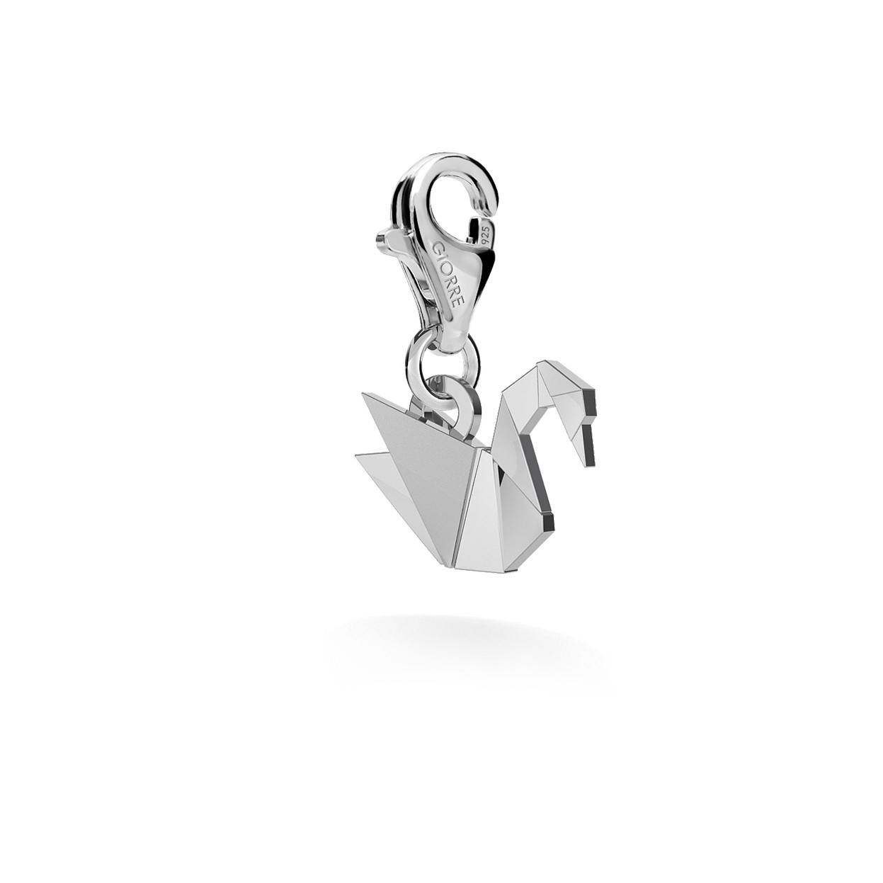 CHARM 38, ORIGAMI SWAN, SILVER 925,  RHODIUM OR GOLD PLATED