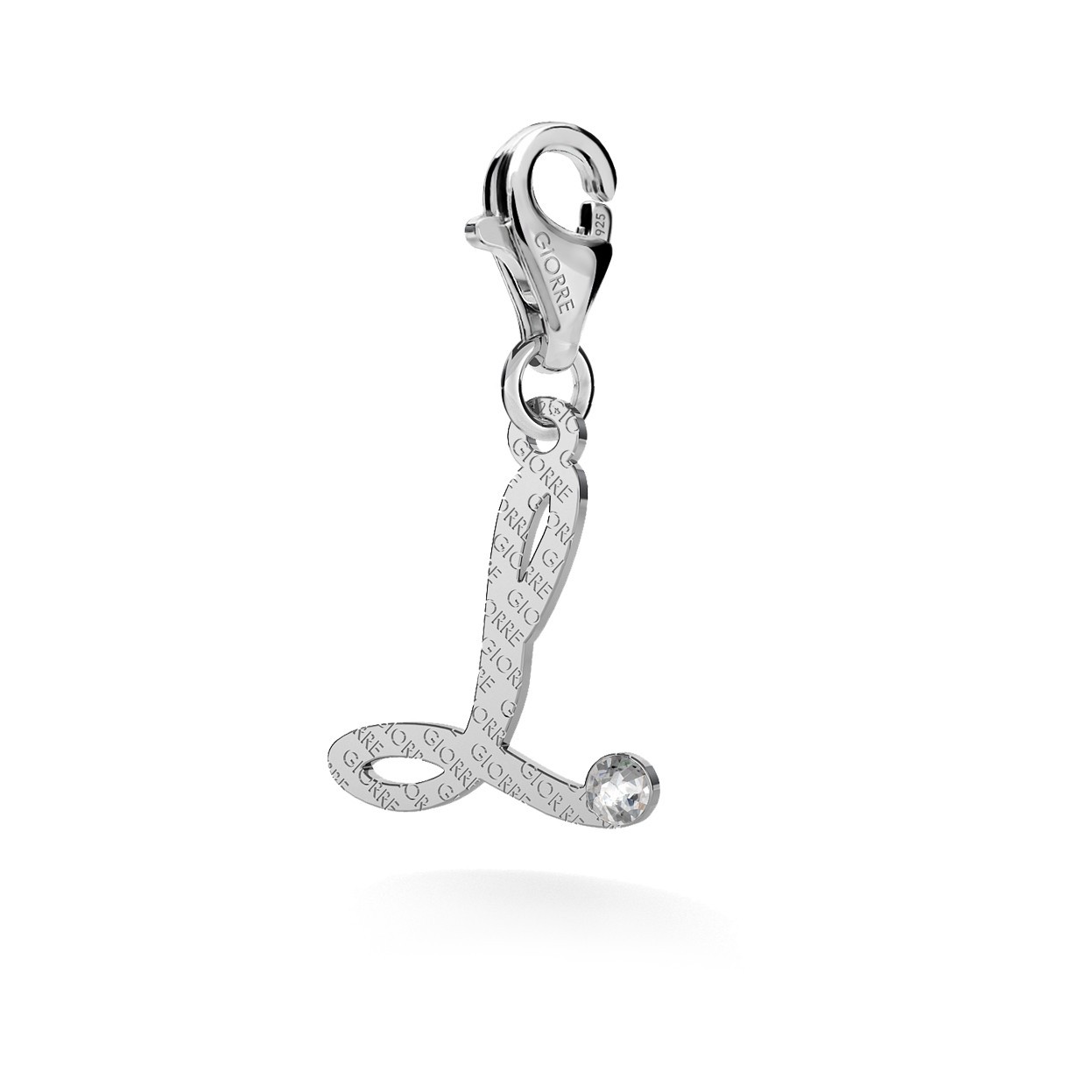 CHARM 28, LETTERS A - V, SILVER 925,  RHODIUM OR GOLD PLATED