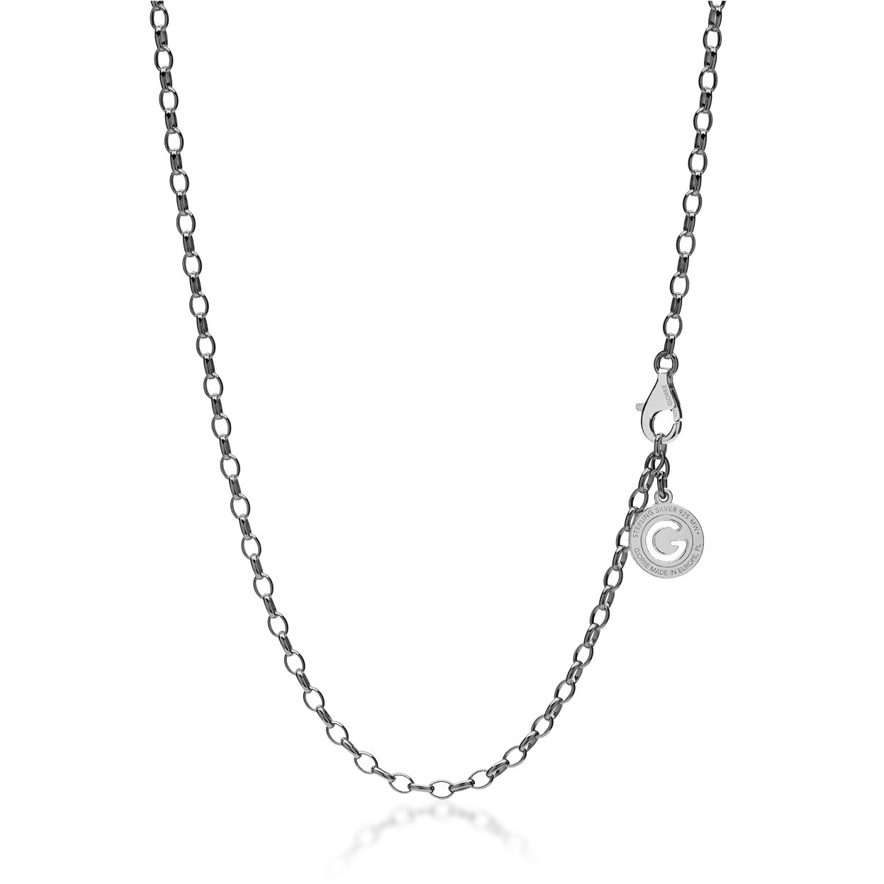 Sterling silver necklace 55-65 cm black rhodium, light rhodium clasp, link 4x3 mm