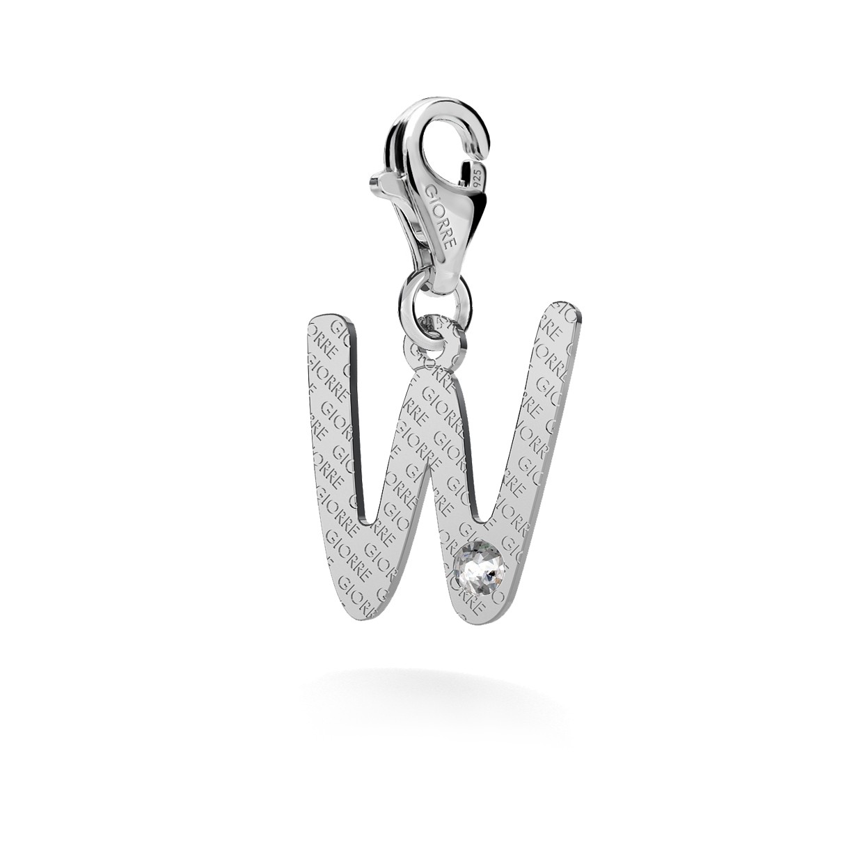 CHARM 28, LETTERS A - V, SILVER 925,  RHODIUM OR GOLD PLATED