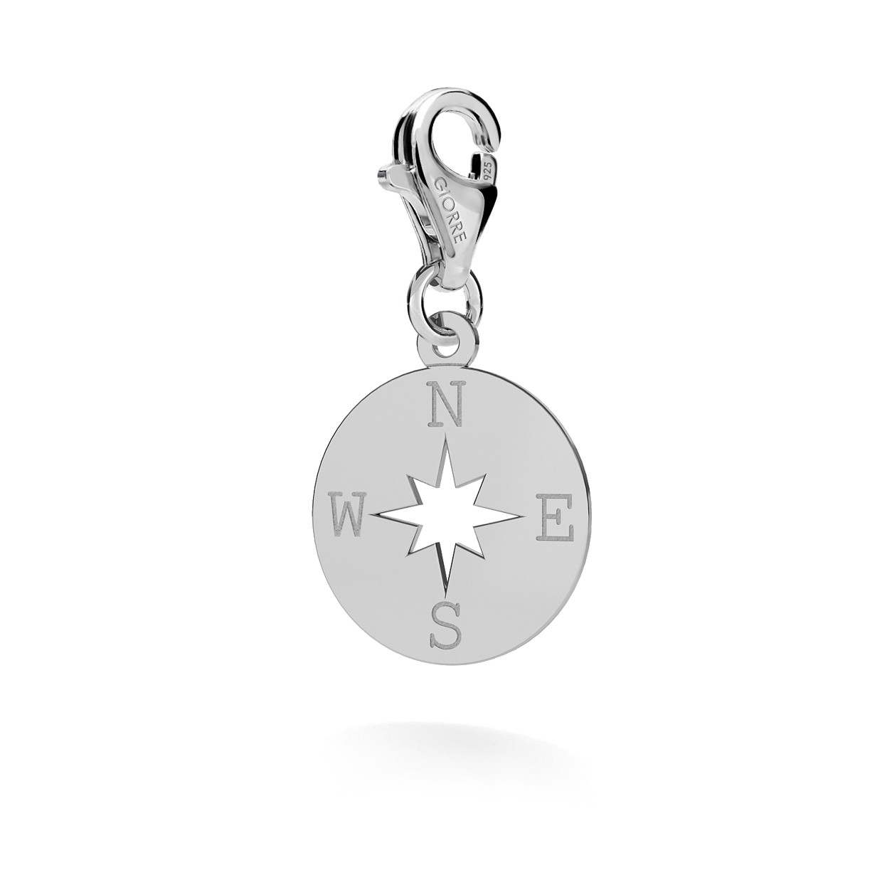CHARM 63, WIND ROSE, SILVER 925, RHODIUM OR GOLD PLATED