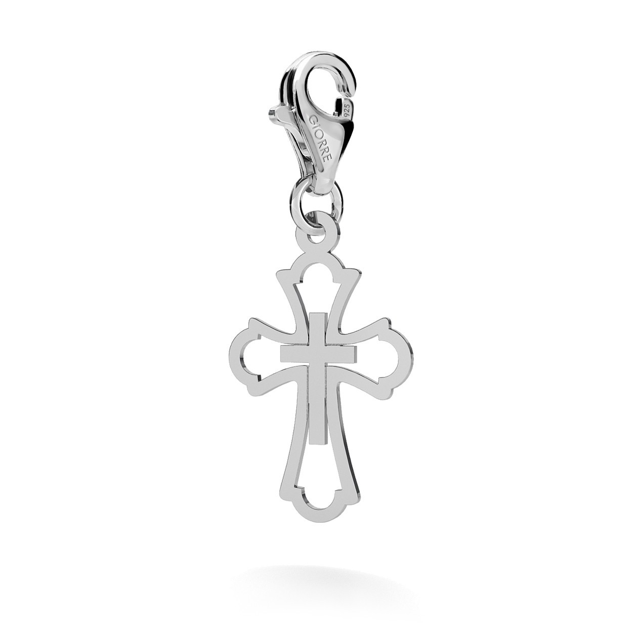 CHARM 59, OPENWORK CROSS, SILVER 925, RHODIUM OR GOLD PLATED
