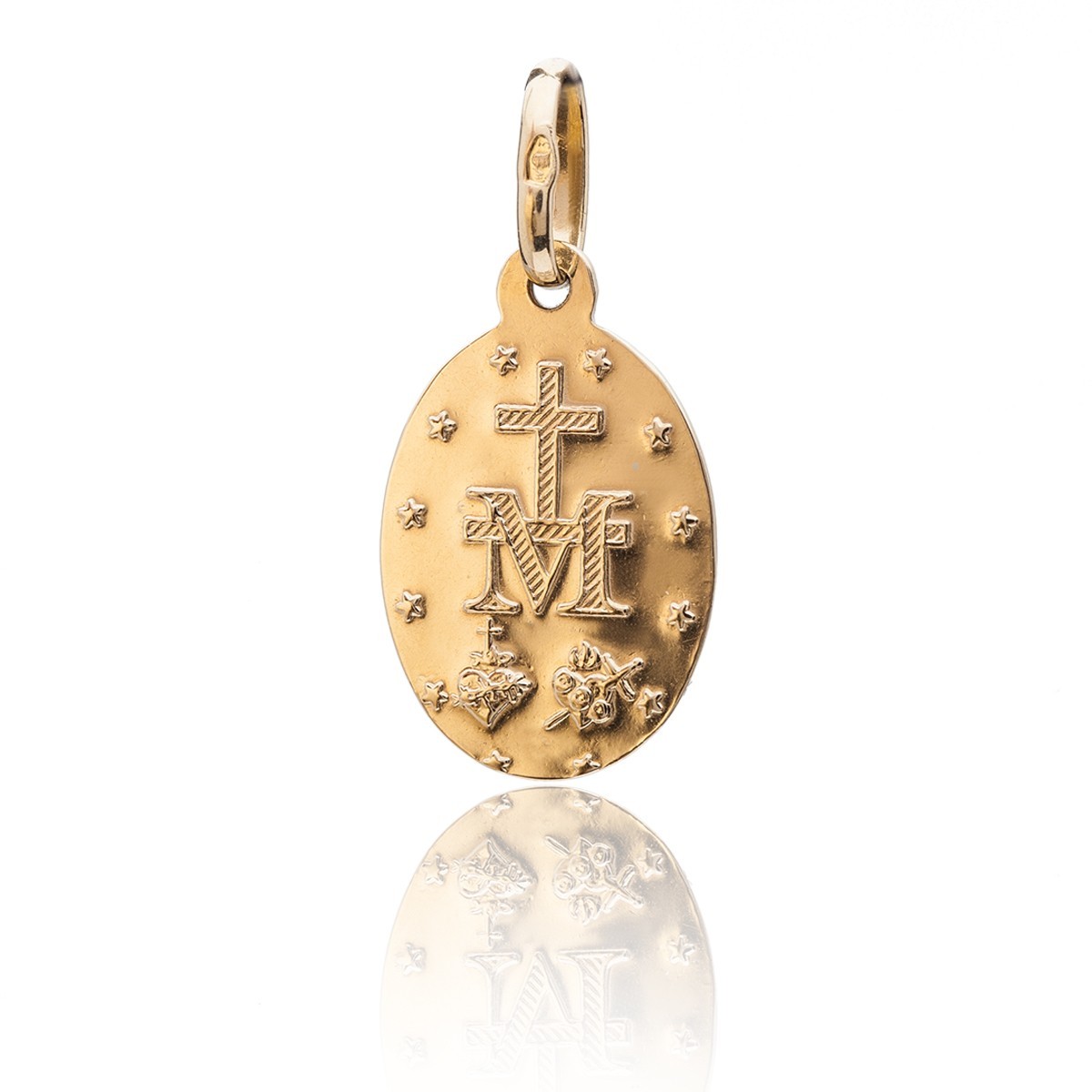 OUR LADY MIRACULOUS MEDAL BIG GOLD 14K