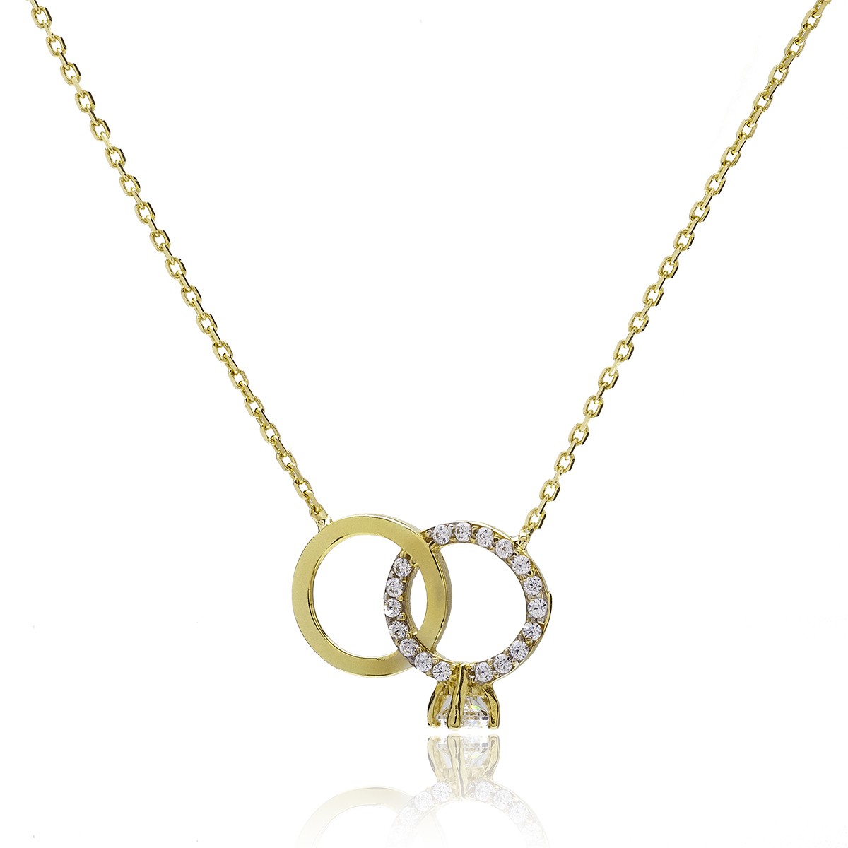 DOUBLE RINGS NECKLACE GOLD 14K