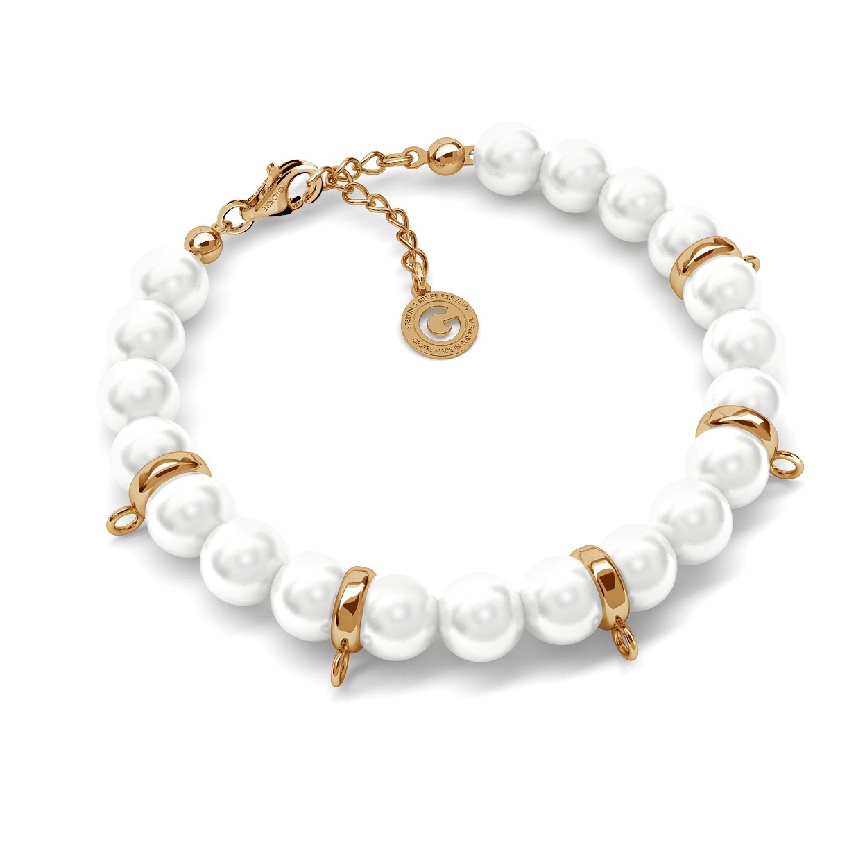 BRACELET WITH PEARLS, SILVER 925, RHODIUM OR GOLD PLATED