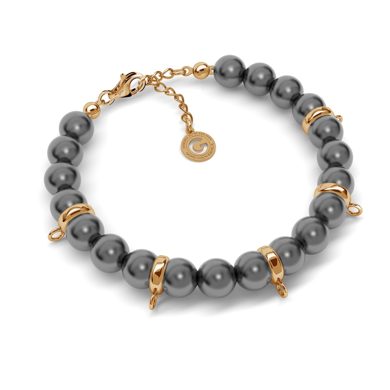 BRACELET WITH PEARLS, SILVER 925, RHODIUM OR GOLD PLATED