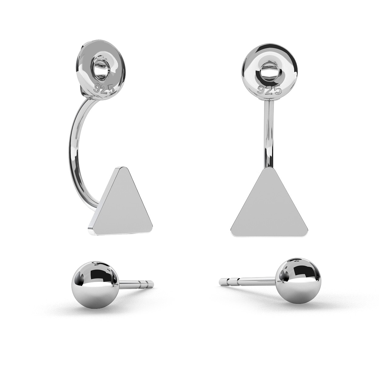 SWING EARRINGS BALL & TRIANGLE WITH ENGRAVE