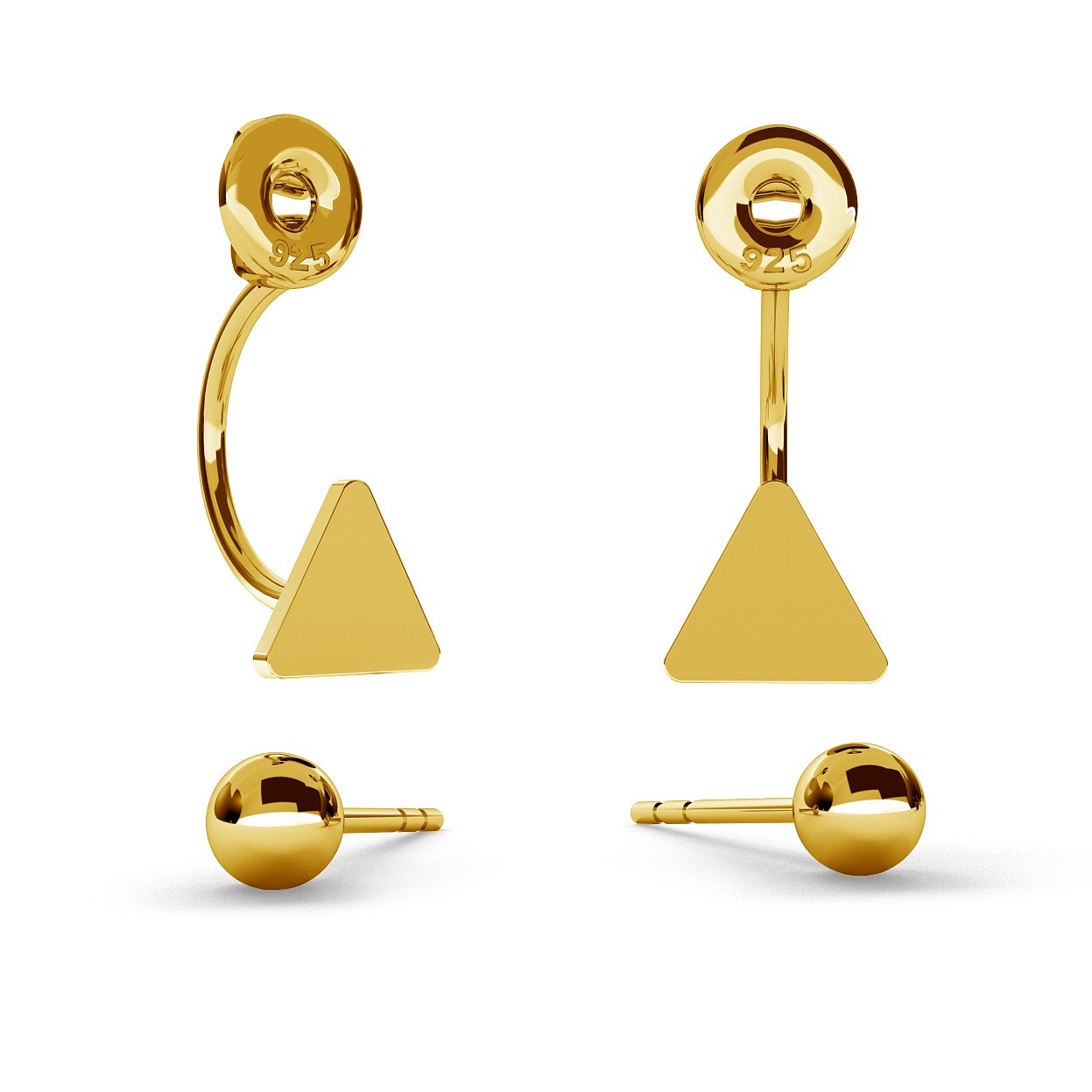 SWING EARRINGS BALL & TRIANGLE WITH ENGRAVE