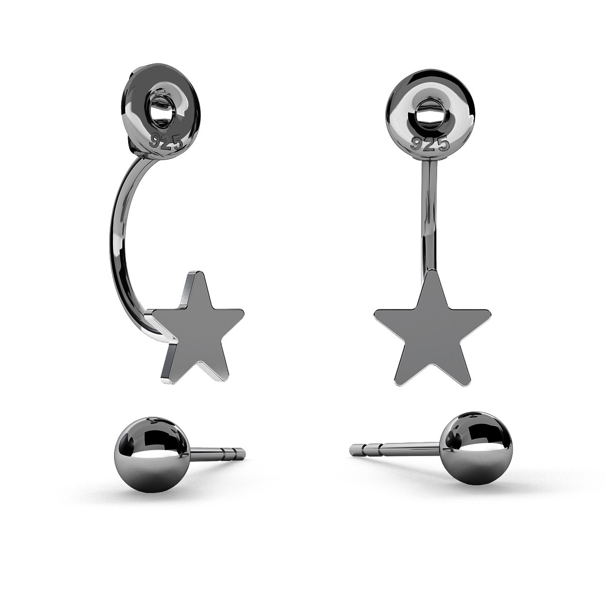SWING EARRINGS BALL & STAR WITH ENGRAVE