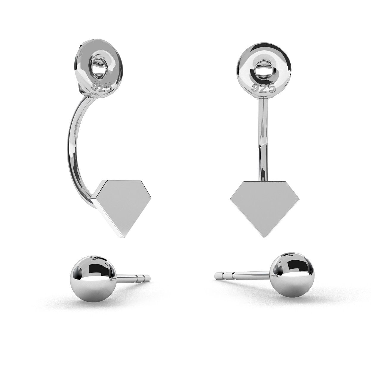 SWING EARRINGS BALL & DIAMOND WITH ENGRAVE