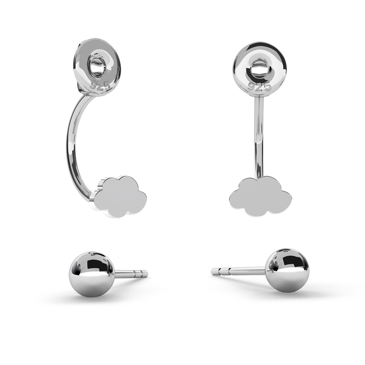 SWING EARRINGS BALL & CLOUD WITH ENGRAVE