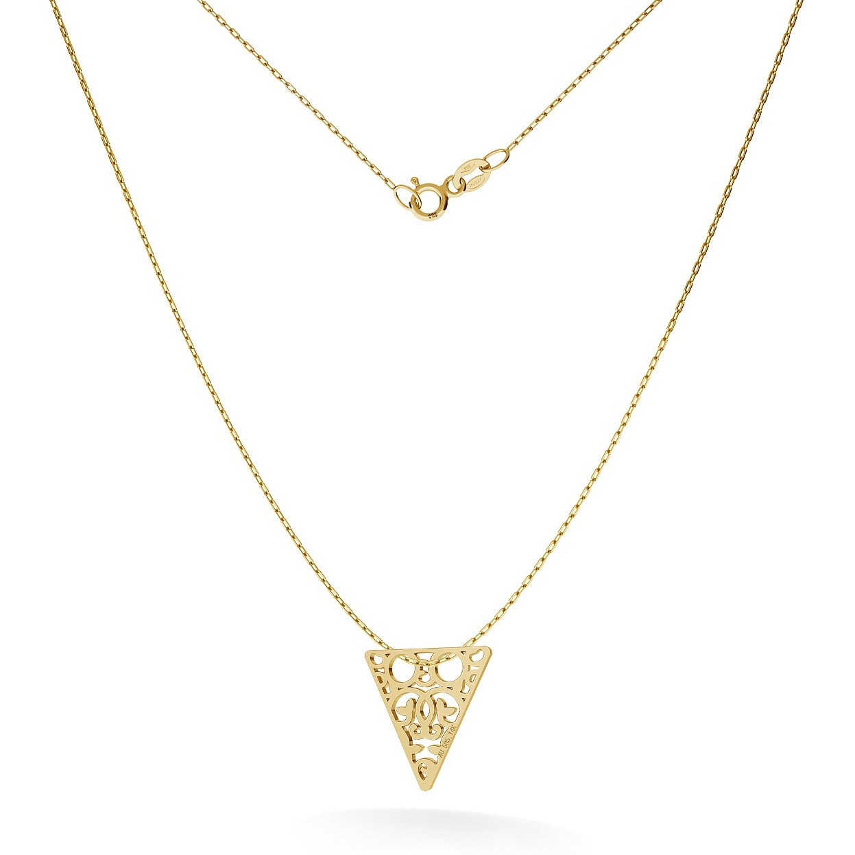 GOLD OPENWORK TRIANGLE NECKLACE 14K, MODEL 8