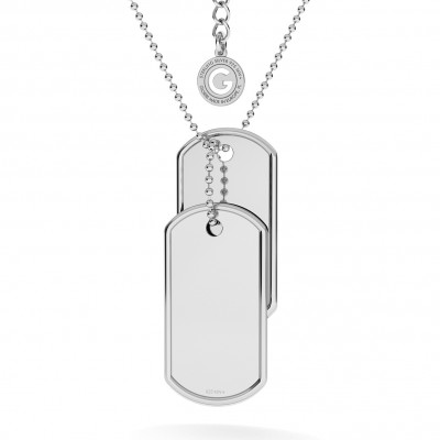 DOG TAG WITH ENGRAVE AND CHAIN SILVER 925, RHODIUM OR GOLD PLATED