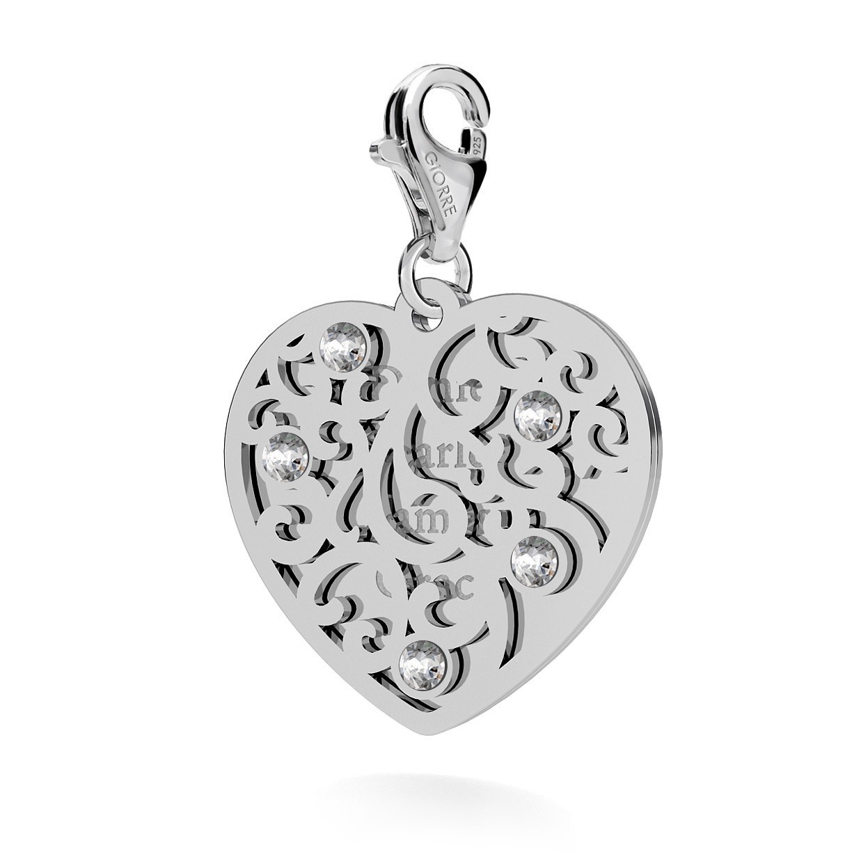 CHARMS 203, TWO HEARTS WITH ENGRAVING, SWAROVSKI