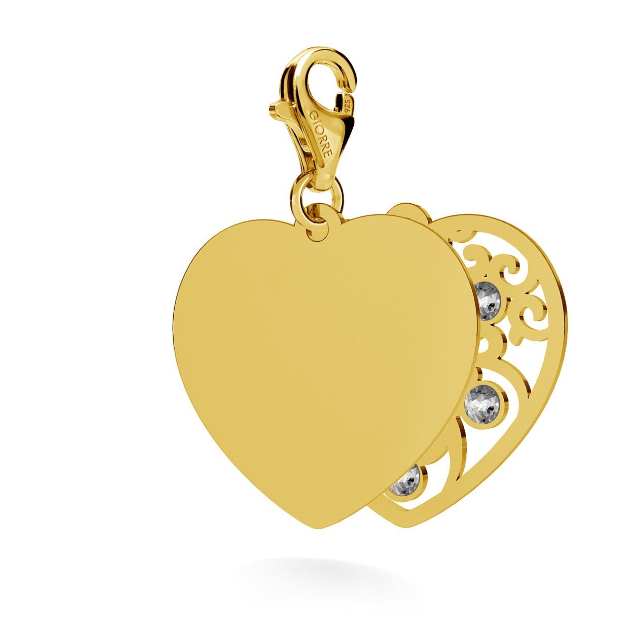 CHARMS 203, TWO HEARTS WITH ENGRAVING, SWAROVSKI