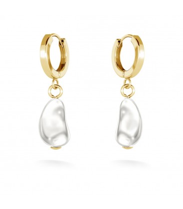 Irregular oblong pearl drop earrings, sterling silver 925