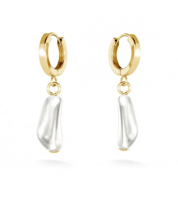 Earrings with oblong baroque pearl, sterling silver 925