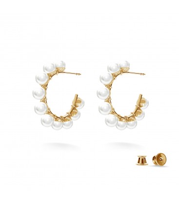 Round earrings with pearls, silver 925