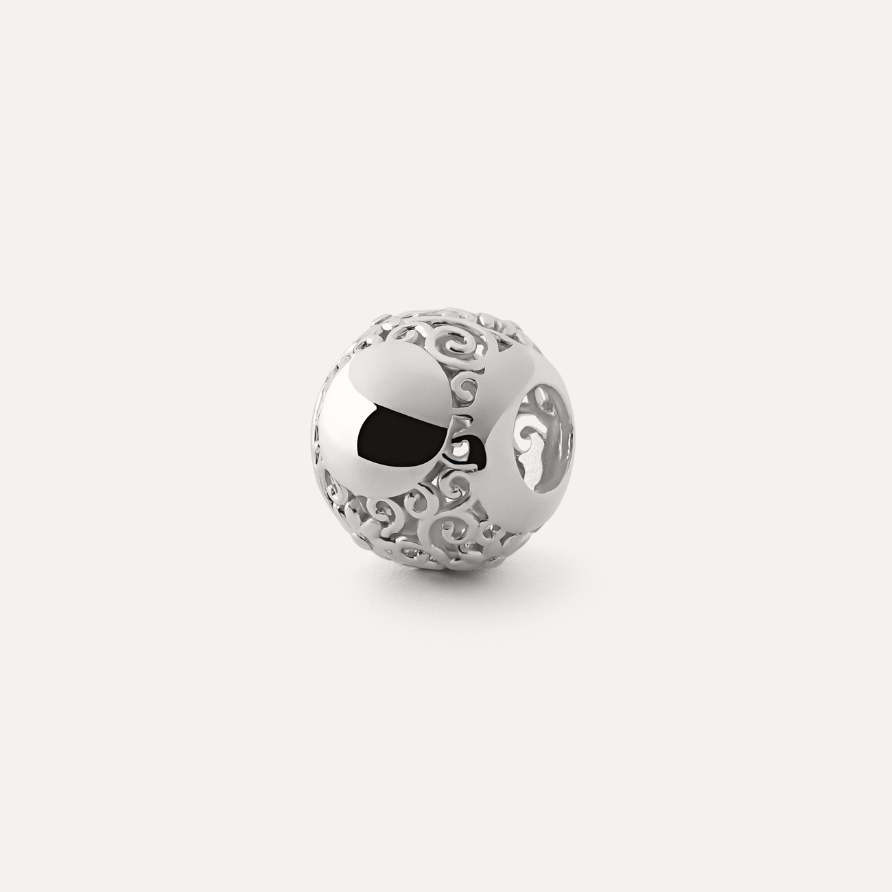 Filigree sphere beads, Sterling Silver 925 Plated with Platinum