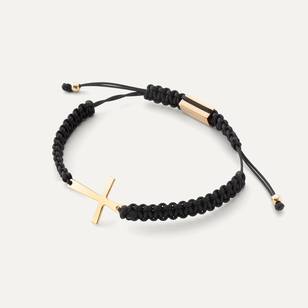 Cord bracelet with a crucifix, sterling silver 925 gold plated
