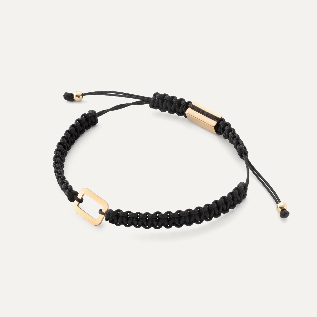 Cord bracelet with a single link, sterling silver 925 gold plated