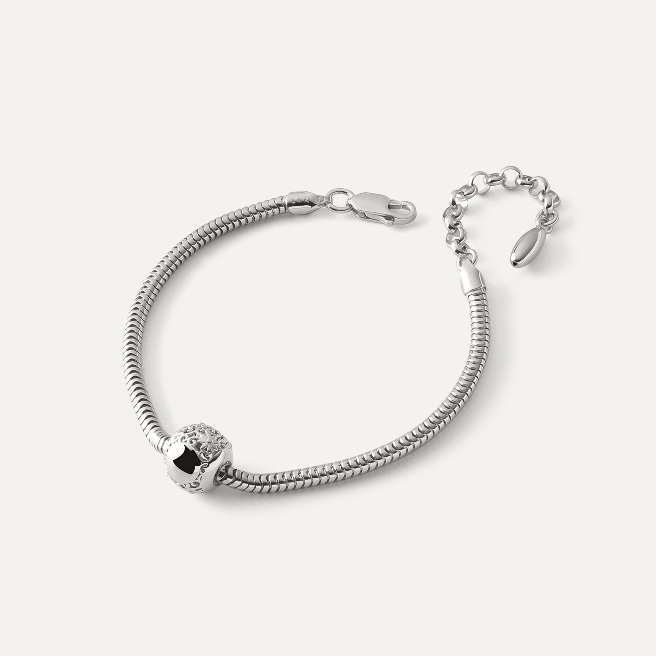 Armband mit ajour-Kugel, Silber 925 mit Platin beschichtet