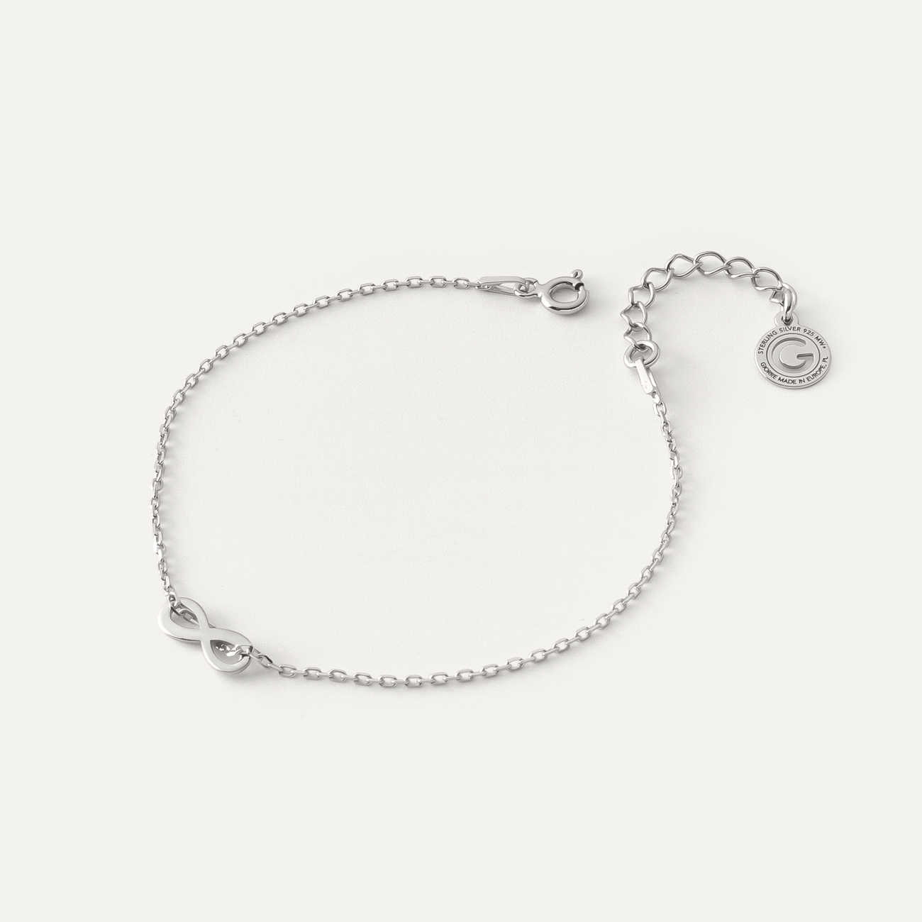 Armband mit durchzogenem Unendlichkeitssymbol, Silber 925 mit Platin beschichtet
