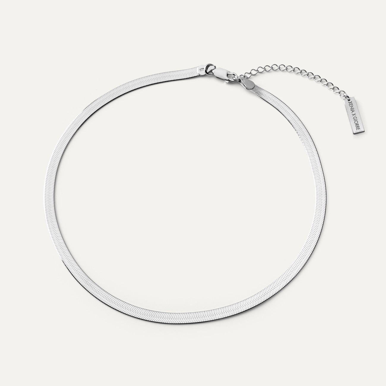 Flat ribbon choker - XENIA x GIORRE, silver 925 platinum plated