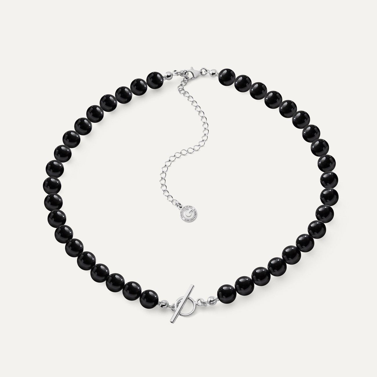 Choker mit schwarzen Perlen - Basis für Charms, 925er Silber platiniert