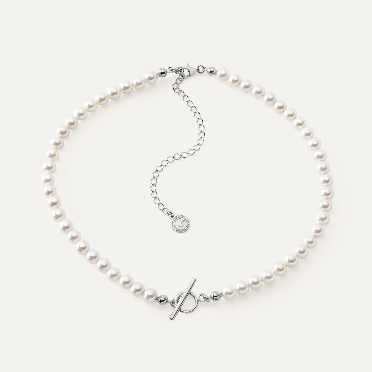 Choker with GAVBARI pearls 0.6 cm, silver 925 platinum plated