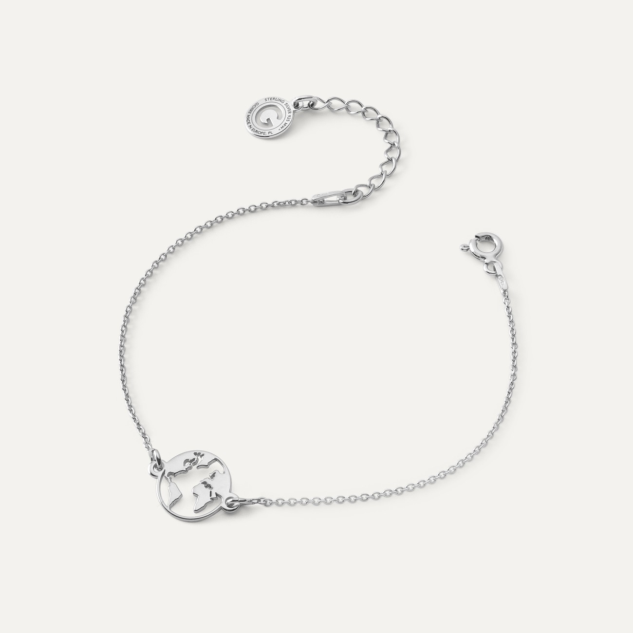 Armband - globus, 925er Silber, Platiniert