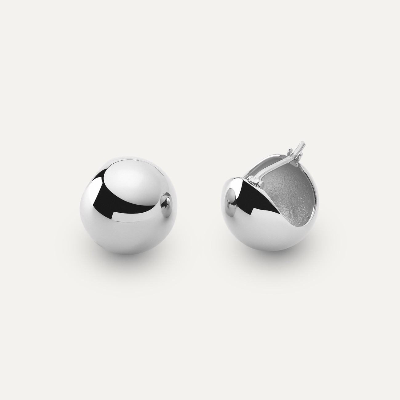 Ball earring, sterling silver 925 platinum plated