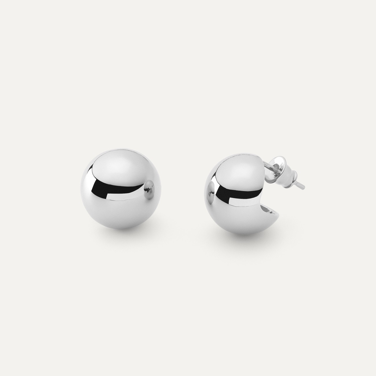 Ball earring, sterling silver 925, platinum plated