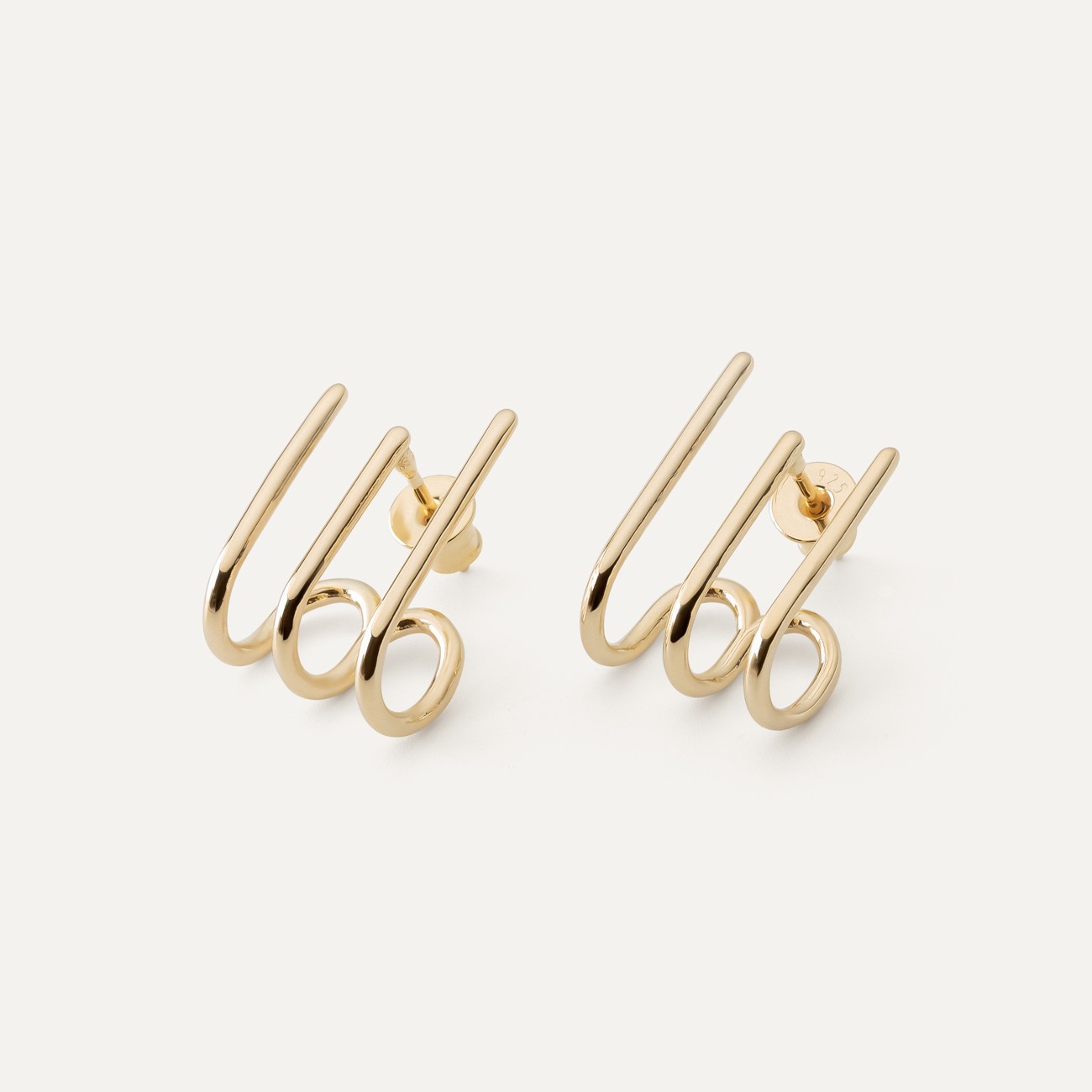 Earrings trident - XENIA x GIORRE, silver 925 gold plated