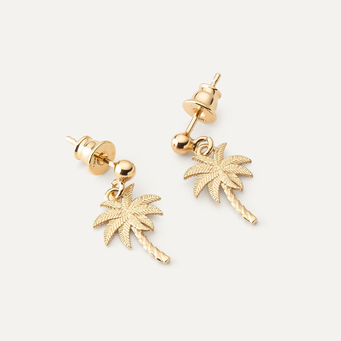 Palm tree earrings, 925 silver with gold plating
