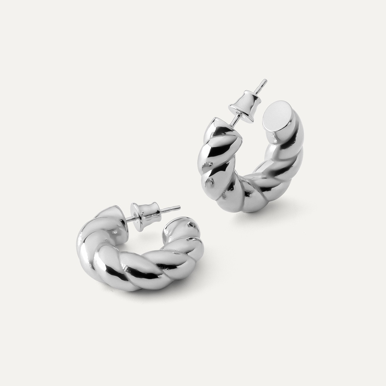 Semicircular earrings - silver 925 platinum plated