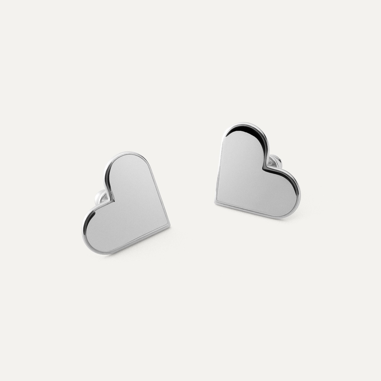 Small heart earrings, sterling silver 925 platinum plated