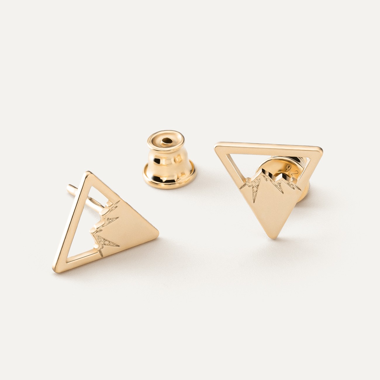 Mountains earrings, sterling silver 925 gold plated