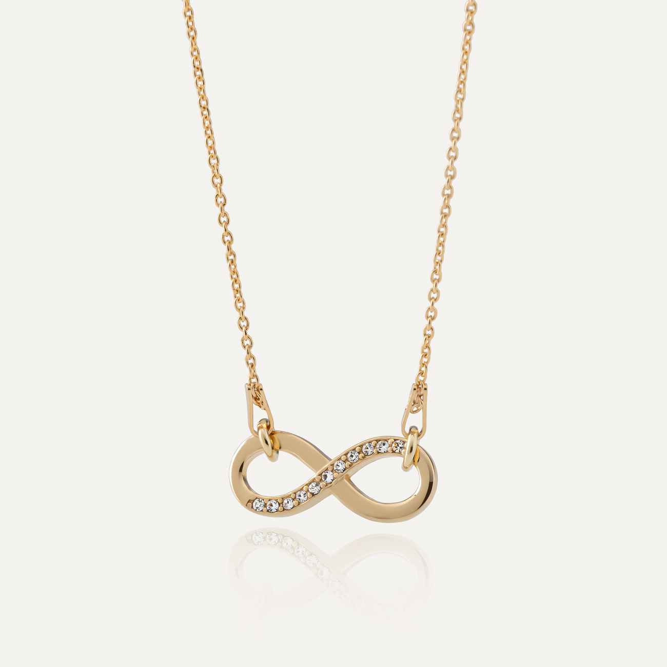 Halskette Unendlichkeit mit Zirkonia, 925er Silber gelbvergoldet