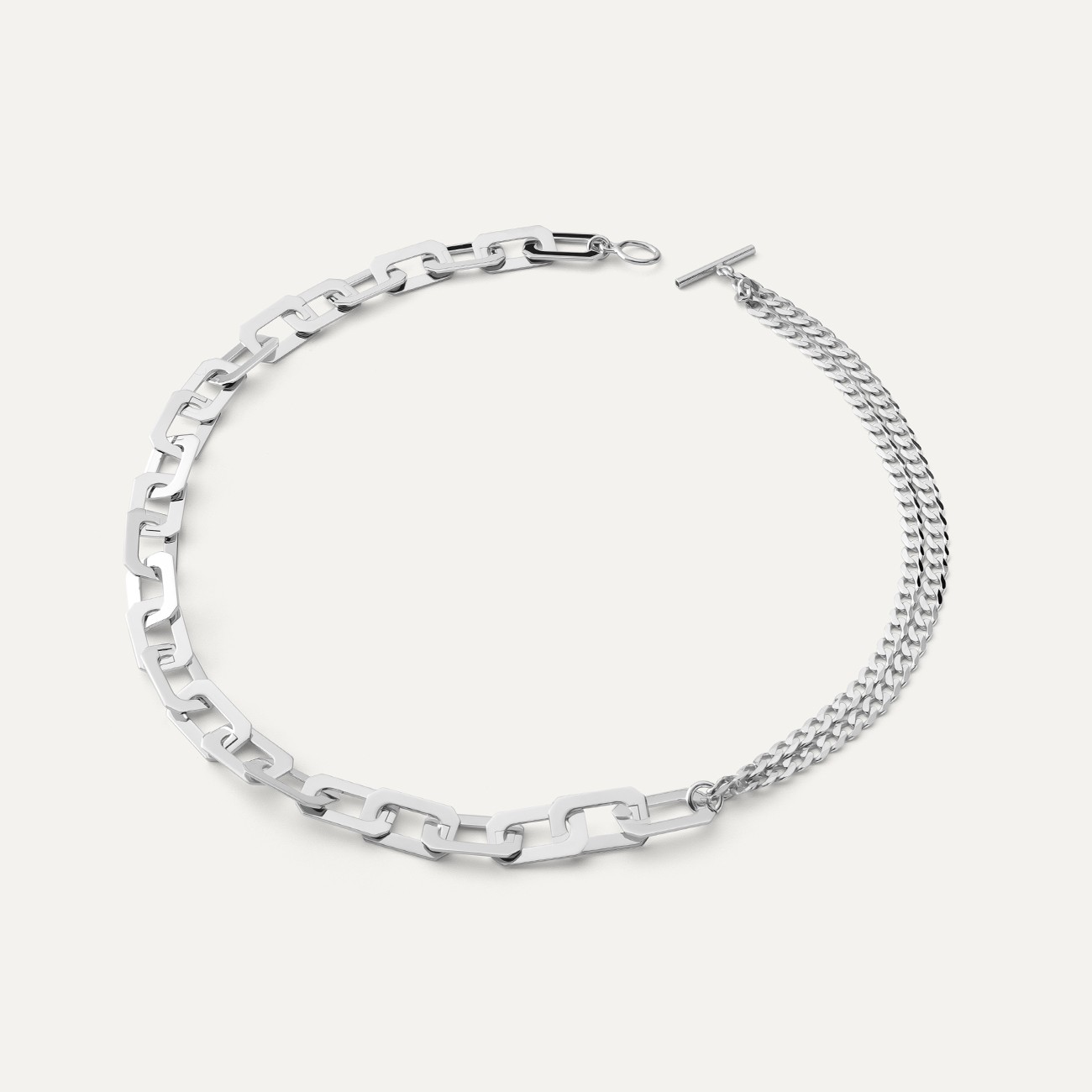 Thick link necklace - XENIA x GIORRE, silver 925 platinum plated