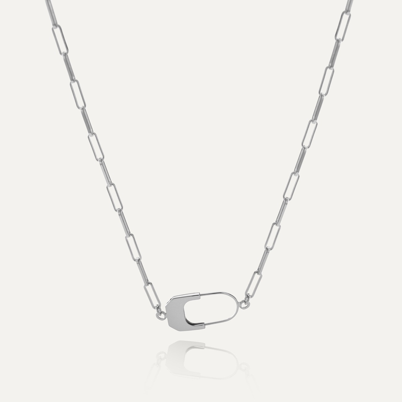 Necklace with padlock - silver 925 platinum plated