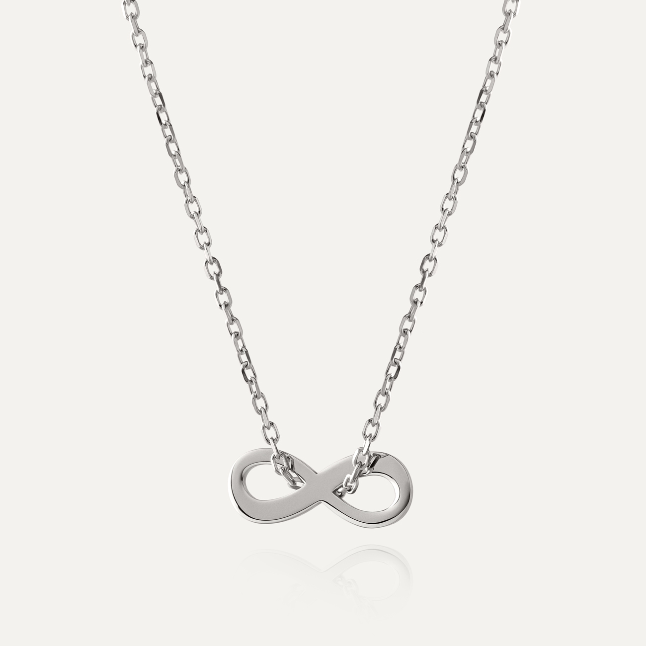 Naszyjnik z przewlekaną zawieszką nieskończoności, srebro 925 pokryte platyną