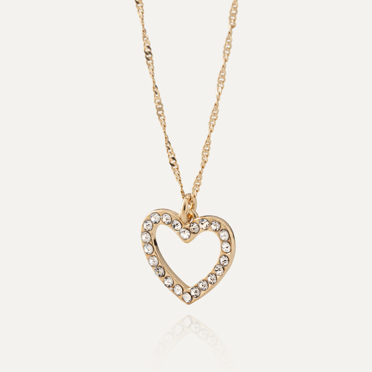 Naszyjnik z sercem wysadzanym cyrkoniami, srebro 925 w złotym pokryciu